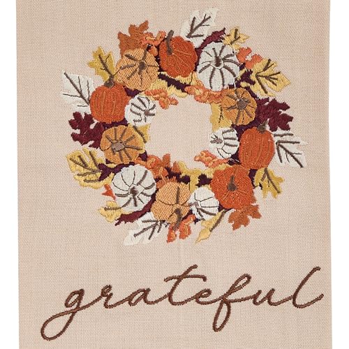 Park Designs Pumpkin Wreath Dishtowel Set of 2 | 18" x 28" | Cotton | Embroidered Leaf Wreath | Thanksgiving Decor - color: Pumpkin Wreath Embroidered Dishtowel Set of 2