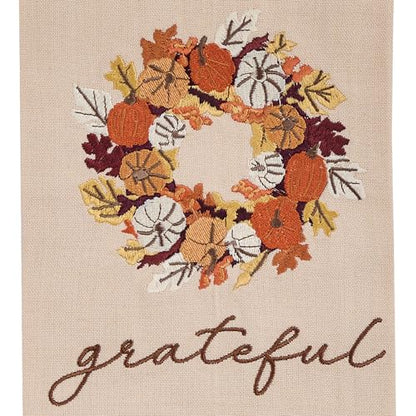 Park Designs Pumpkin Wreath Dishtowel Set of 2 | 18" x 28" | Cotton | Embroidered Leaf Wreath | Thanksgiving Decor - color: Pumpkin Wreath Embroidered Dishtowel Set of 2