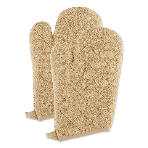 DII Basic Terry Collection 100% Cotton Quilted, Oven Mitt, Pebble, 2 Piece - color: Pebble, size: Oven Mitt