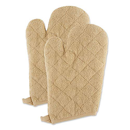 DII Basic Terry Collection 100% Cotton Quilted, Oven Mitt, Pebble, 2 Piece - color: Pebble, size: Oven Mitt