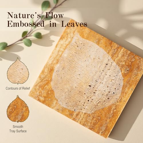 Travertine Tray, 11"x11" Natural Square Marble Vanity Tray, Stone Slab for Bathroom Kitchen Countertop, Travertine Candle Plate, Perfume Jewelry Trays(Yellow) - color: Golden Travertine