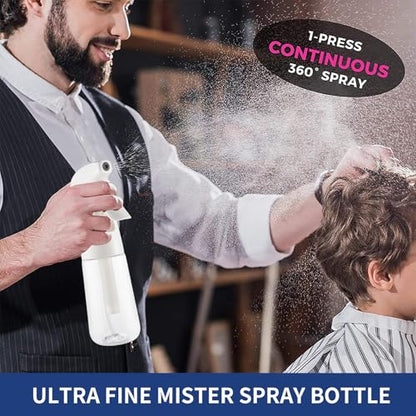 TANSHINE Continuous Spray Bottle for Hair,Ultra Fine Mist Water Hair Spray Bottles,Mister Spray Bottle,Refillable Plastic Sprayer for Hairstyling, Cleaning,Alcohol, Plants, Salons,6.8oz/200ml,Clear - color: Clear