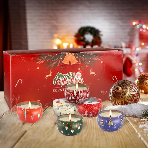WPONSZU 24 Pack Christmas Scented Candles Gift Set for Woman, Jar Candle, 2.5 oz Soy Wax Tin Candle-Ideal Gift for Travel Home Décor - color: Multi-Color1