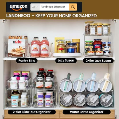 2 Set 2 Tier Non-Skid Acrylic Lazy Susan Organizer - Rotating Spice Rack - Turntable Spinning Organization for Kitchen, Pantry, Countertop, Closet, Bathroom, Vanity, Medicine Cabinet Organizing, 12'' - size: 12in-2 Set