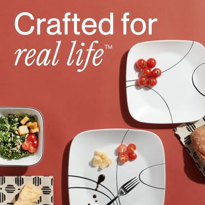 Corelle Vitrelle 6-Piece (22-Oz) Cereal Soup Bowls, Triple Layer Glass and Chip Resistant, Lightweight Square Dinnerware Bowl Set, Simple Lines | Triple Layer Glass and Chip Resistant, Lightweight Square Dinnerware Bowl Set, Simple Lines - size: 6.25" Bow
