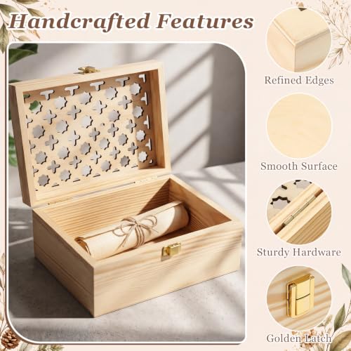 Novabright 3 Pcs Wooden Keepsake Box with Lids Handmade Nesting Decorative Treasure Chest Box Decorative Storage Containers Gift Ideas for Men & Women Jewelry Rings Crafts Storage (Carved Style) - style: Carved Style