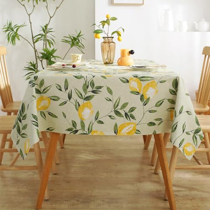 Jeloris Rectangle PVC Waterproof Lemon Tablecloth, Spring Summer Tablecloth Stain-Resistant Wipeable Wrinkle-Free Table Cover for Indoor/Outdoor, Picnic, BBQ, Dining, Party (55x70 inch) - size: 140" x 180" (Rectangular)