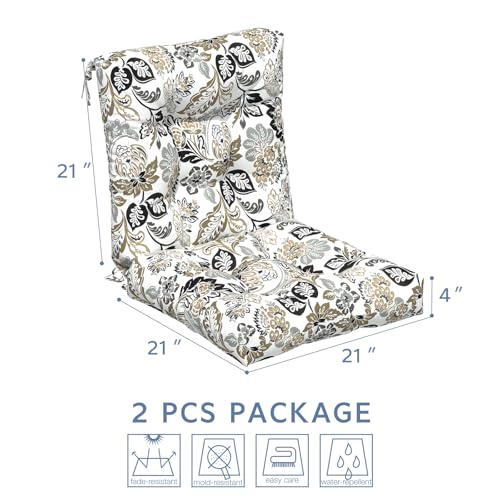 LVTXIII Outdoor Tufted Low Back Cushions Set of 2 Patio Seasonal Replacement Rocking Chair Cushion with Ties, Solid Seat and Back Chair Cushion, 42 L x 21W, Dailey Tan - color: Dailey Tan, size: 42x21x4