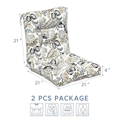 LVTXIII Outdoor Tufted Low Back Cushions Set of 2 Patio Seasonal Replacement Rocking Chair Cushion with Ties, Solid Seat and Back Chair Cushion, 42 L x 21W, Dailey Tan - color: Dailey Tan, size: 42x21x4