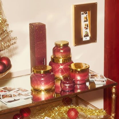 Capri Blue Tinsel & Spice Scented Candles for Home - Glimmer Inverted Jar Candles - Soy Candles - Holiday Candle with Mulberry & Gold Ombre Glass Holder (10 oz) - size: 10 oz