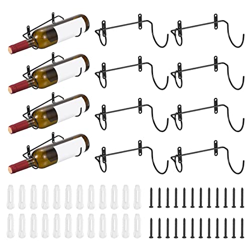 uxcell Spiral Wine Wall Holder 12 Pcs, Metal Wine Bottle Display Holder, Wine Bottles Display Wall Storage Shelf - for Home Kitchen Bar Wall Decor Black Left - style: Left Style