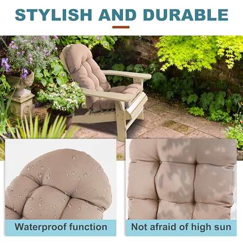 Adirondack Chair Cushion, Rocking Chair Cushion 44x19.4x4 inch, High Back Patio Cushions of Upper and Lower with Ties, Sunscreen and Fade-Resistant (Beige, 2) - color: Beige
