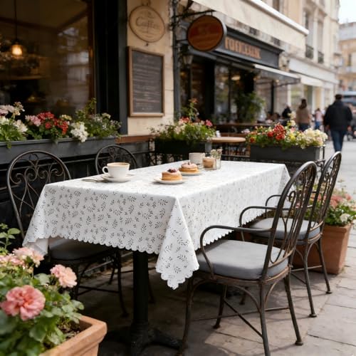 MeritMode PVC Tablecloth 60x90, Rectangular Waterproof Table Cover | Vinyl Surface, Polyester Backing, Yarn Texture, Wipeable, Dining Table, Kitchen, Party, Banquet, Everyday Use - size: 90" x 60" (Rectangular)