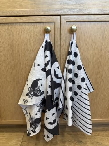Kitchen Towels, Dish Towels for Kitchen, 3 Pc Kitchen Towel Set | Microfiber Waffle Towels, 16 x 26 inches, with Hanging Loops, Reusable Tea Towels, Cute Kitchen Towels - 3 Pack - color: Neutrals