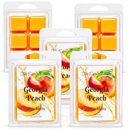 Georgia Peach - Southern Peach Fruit Scented Melt- Maximum Scent Wax Cubes/Melts- 1 Pack -2 Ounces- 6 Cubes, Gift for Women, Men, BFF, Friend, Wife, Mom, Birthday, Sister, Daughter, Anniversary