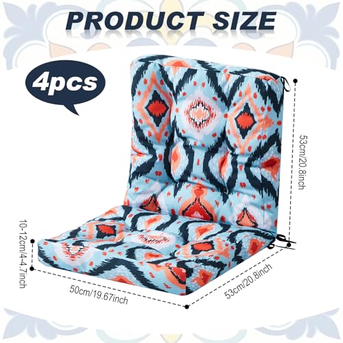 Hoteam 4 Set Outdoor Patio Chair Cushions 20 x 42 in Deep Seat Waterproof Patio Cushions Set for Furniture Replacement Removable Seat and Back (Ethnic Style) - style: Ethnic Style