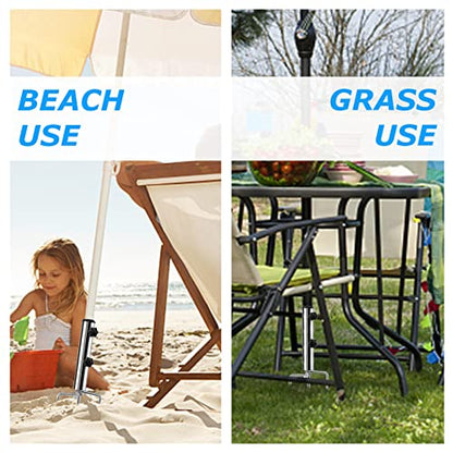 weallbuy Beach Umbrella Sand Anchor with 4 Legs, Removable & Adjustable Heavy Duty Metal Sun Holder, Outdoor Umbrella Stand Steel Anchor for Beach Grass Sand