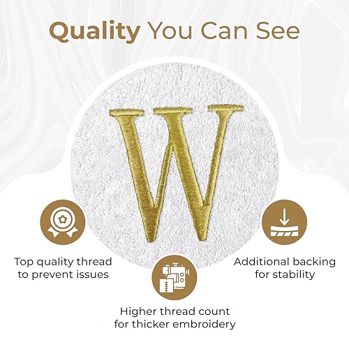 White Hand Towels for Bathroom with Monogram | Luxury Cotton Turkish Towels | Embroidered in USA | Set of 2 | Choose Set Color and Letter | A - Z | Modern Font - color: White