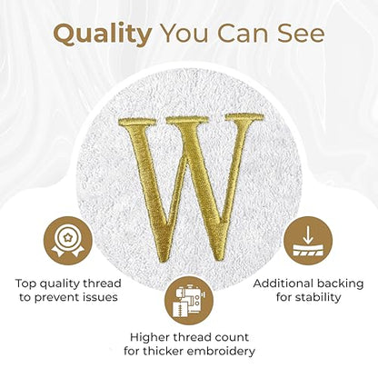 White Hand Towels for Bathroom - Monogrammed | Luxury Cotton Turkish Towels | Embroidered in USA | Set of 2 | Choose Set Color and Letter | A - Z | Script Font - color: White
