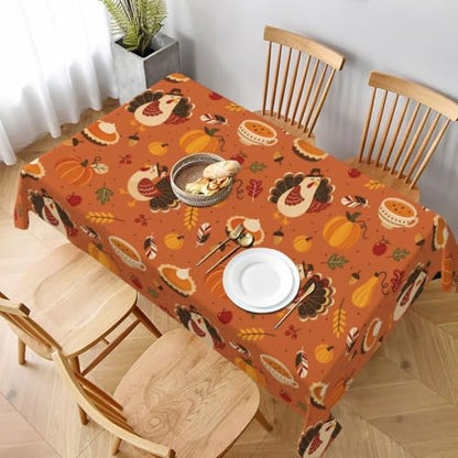 Worltoldb Thanksgiving Turkey Tablecloths Polyester Table Cloth for Kitchen Dinning Table Washable Table Cover for Parties Wedding Picnic - color: White18