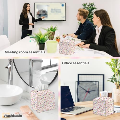 Floral Tissue Box Cover, Tissue Box Holder for Home, Office, 5x5IN - color: Flower 375