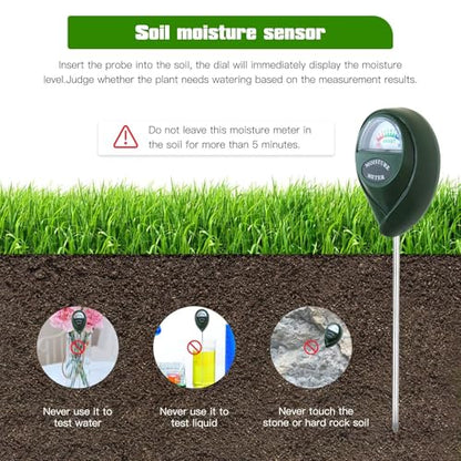 2 Pack Green Soil Moisture Sensor Meter Water Monitor Compatible for Plants/Garden Care/Farm/Indoor/Outdoor Use, Easy to Read Levels