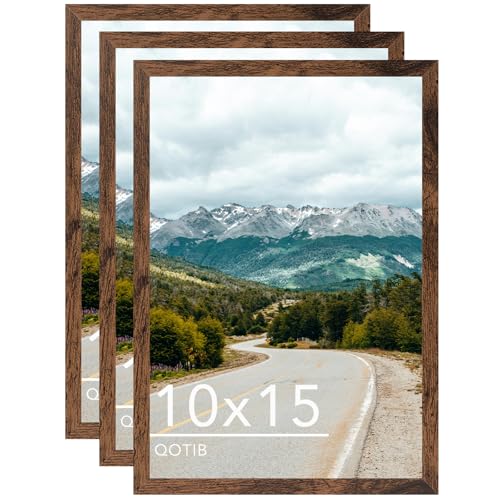 10x15 Picture Frame Deep Brown for Wall Hanging, Wood 10 x 15 Frame Photo Frame for Wall Horizontally or Vertically, Deep Brown, 3 Pack - size: 10x15 inch