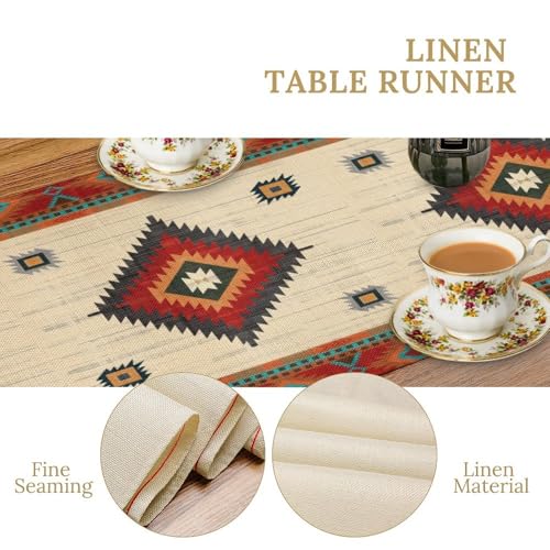 Retro Aztec Table Runner, Western Native American Tribal Art Printed Runner for Home Kitchen Dining Table Party 13x36in - color: Aztec-7, size: 13x36in