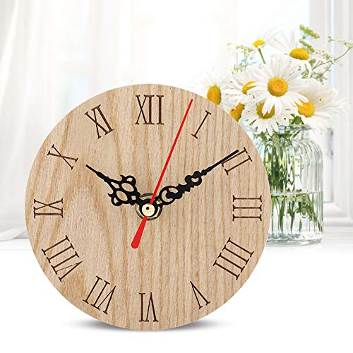 Farmhouse Wall Clock, Classic Rustic Antique Wood Silent Battery Operated, Rustic Wall Decor, 12cm Large Numerals Metal Circle Quiet Movement, for Office Kitchen Bedroom Living Roo
