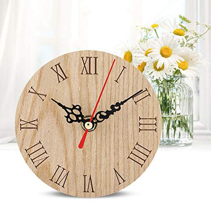 Farmhouse Wall Clock, Classic Rustic Antique Wood Silent Battery Operated, Rustic Wall Decor, 12cm Large Numerals Metal Circle Quiet Movement, for Office Kitchen Bedroom Living Roo