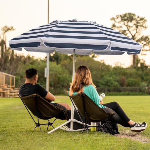 AMMSUN Shade Umbrella, Premium Portable Umbrella with Stand, 6.5ft Lightweight Free Standing Canopy for Sporting Games, Adjustable Instant Sun Protection and Easy to Carry, Stripe Blue - color: Stripe Blue