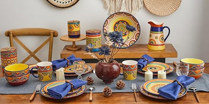 Bico Tunisian Salad Plates Set of 4, 8.75 Inch Ceramic Dessert Plates for Salad, Appetizer, Side Dishes, Microwave and Dishwasher Safe, Gift for Housewarming and Thanksgiving - color: Tunisian