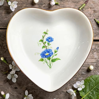 Birth Month Flower Ring Jewelry Dish Tray-Floral Ring Holder for Hippie,Nature,Pace-Birthday Gifts for Mom,Mother-in-law,Step Mom,Aunt,Grandma,Sister,Friends (9 - September (Morning Glory)) - style: 9 - September (Morning Glory)