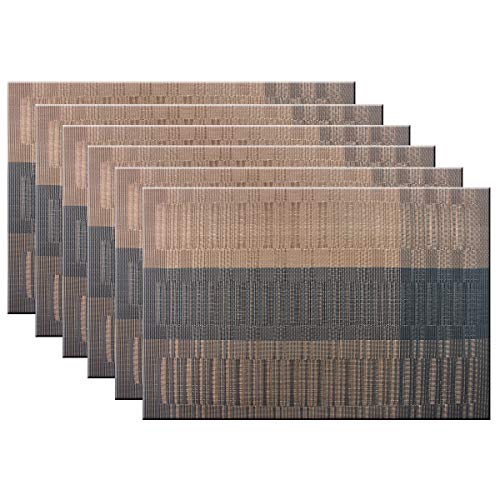 Place Mats Indoor Set of 6 Washable Outdoor Placemats Easy to Clean PVC Placemat (Coffee) - color: Bamboo Coffee a, size: placemats set of 6