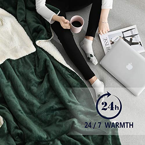 NANPIPER Throw Blanket Reversible Sherpa Flannel Blanket Super Soft Fuzzy Plush Fleece Microfiber for Bed/Couch(60"x80",Olive Green) - color: Olive Green, size: Twin