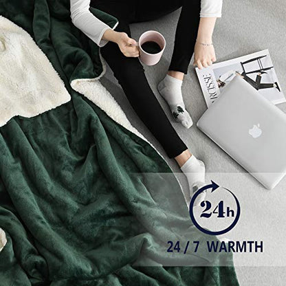 NANPIPER Throw Blanket Reversible Sherpa Flannel Blanket Super Soft Fuzzy Plush Fleece Microfiber for Bed/Couch(60"x80",Olive Green) - color: Olive Green, size: Twin
