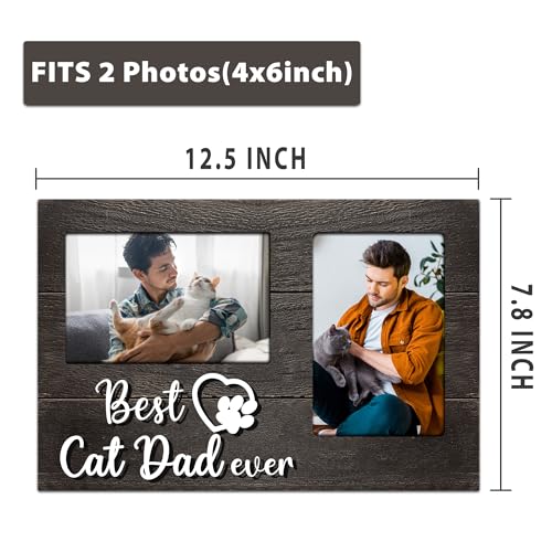 Cat Dad Gifts for Men, Fathers Day Cat Dad Gift 3D Photo Frame Hold 4x6 Inches Two Photos, Birthday Gift for Cat Lovers - color: cat dad