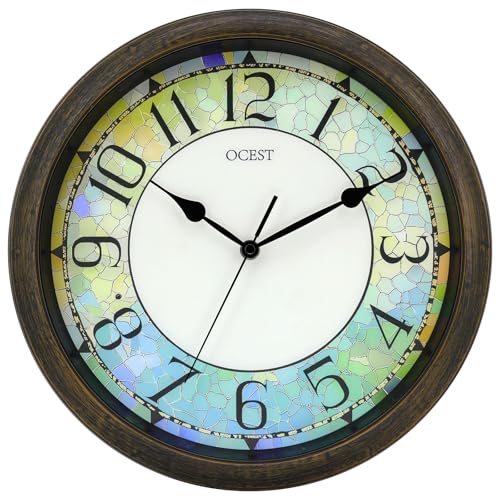 13 Inch Illuminated Wall Clock, Glow in The Dark, Brown | Silent battery movement, easy-read dial, for bedroom, bathroom, living room, kitchen, and home office decor - color: Brown
