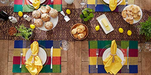 DII Basic Everyday Ribbed Tabletop 100% Cotton, Placemat Set, 13x19, Summer Check, 6 Piece - color: Summer Check, size: 13x19"