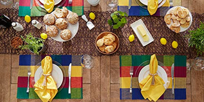 DII Basic Everyday Ribbed Tabletop 100% Cotton, Placemat Set, 13x19, Summer Check, 6 Piece - color: Summer Check, size: 13x19"