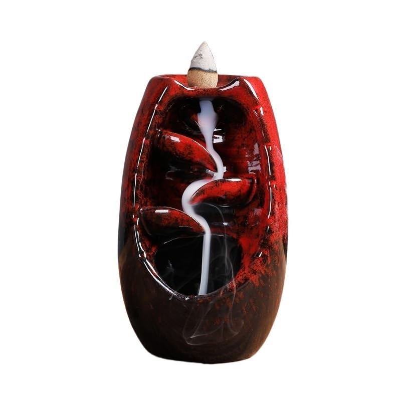 Backflow Incense Burner Ceramic Backflow Incense Burner Aromatherapy Burner Home Incense Burner Ornaments Home Incense Cone Incense Burner Aromatherapy Ornament Incense Waterfall(B) - color: B