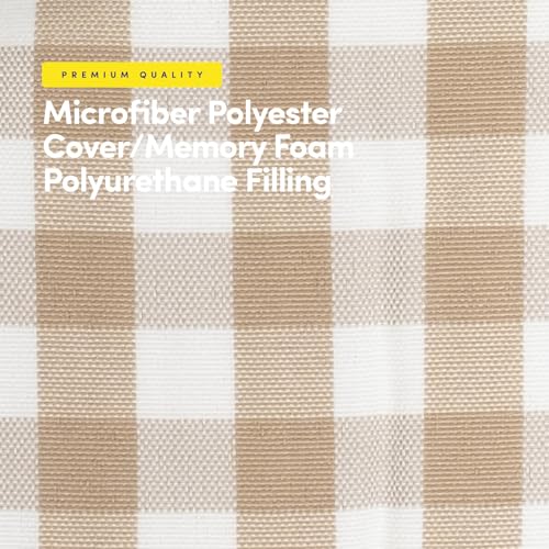 Sweet Home Collection Chair Cushion Memory Foam Pads Tufted Slip Non Skid Rubber Back U-Shaped 17" x 16" Seat Cover, 2 Count (Pack of 1), Checkered Taupe/White - color: Checkered Taupe/White, size: 2 Pack, style: Foam Pads