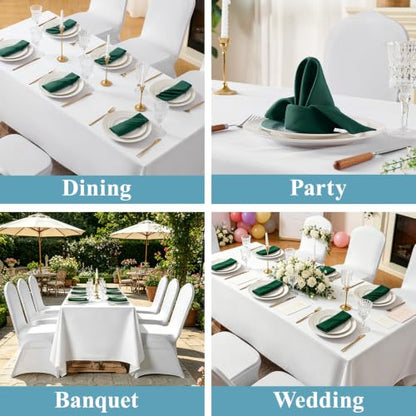 VidaFete Green Cloth Napkin, 17 x 17 Inch Polyester Napkins Set of 12 | Polyester Napkins Cloth Reusable & Wrinkle-Resistant Dinner Napkins for Weddings, Banquets, Parties, Hotels and Restaurants - color: Green, size: 17" x 17" (Set of 12)