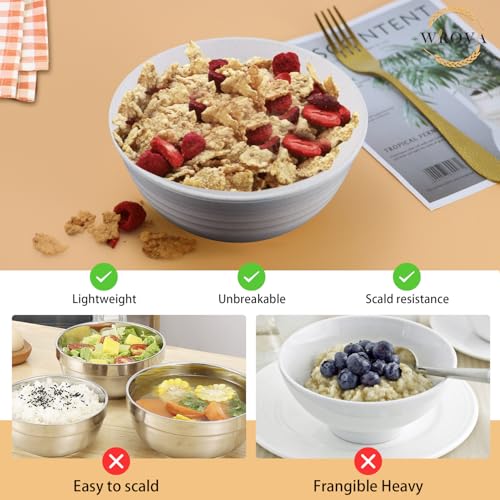 Wheat Straw Bowls Set of 8, Unbreakable White Cereal Bowl 26OZ, Microwave and Dishwasher Safe Oatmeal Bowls, Kitchen Bowl Suitable for Cereal,Salad,Snack (White) - color: White, size: 26 oz