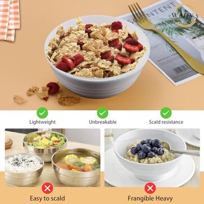 Wheat Straw Bowls Set of 8, Unbreakable White Cereal Bowl 26OZ, Microwave and Dishwasher Safe Oatmeal Bowls, Kitchen Bowl Suitable for Cereal,Salad,Snack (White) - color: White, size: 26 oz