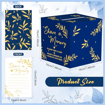 Pajean 50 Share a Memory Cards for Celebration of Life,Blue,Gold,Trendy - color: Blue Gold, style: Trendy