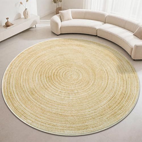 Carvapet 6 ft Round Washable Rug, Imitation Jute Low Pile Circle Carpet with Non Slip Rubber Backing, Foldable Stain Resistant Area Rug for Living Room Bedroom Office Bathroom - color: S-yellow, size: 6' (Round)