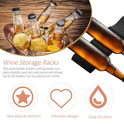 Luxshiny Foldable Wine Bottle Holder Stacker Silicone Rack Mat Compact Organizer for Kitchen Countertop Storage Display up to 10 Bottles Home Bar Mini Fridge