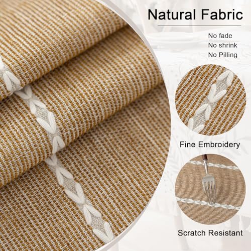 Joyfol Day Rustic Waterproof Cotton Blend Tablecloth, Heavy Weight Embroidery Table Cover for Rectangle Tables, Burlap Farmhouse Style with Coffee Line Pattern, 55" x 120" - color: Coffee Lines, size: 120" x 55" (Rectangular)