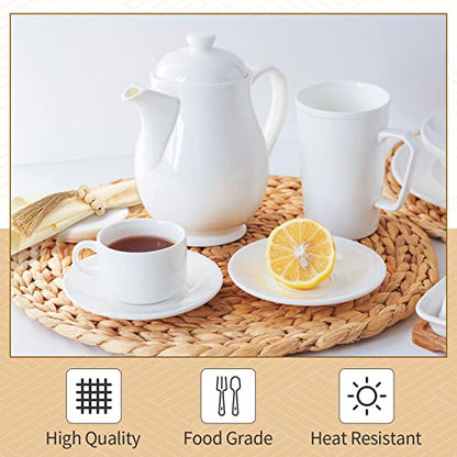 Gejoy 36 Pcs Boho Woven Placemats Wood Bead Napkin Rings with Dinner Napkins Cloth 13.8 Inch Round Water Hyacinth Placemat Farmhouse Rustic Table Chargers Wooden Dinner Ring for Wedding Thanksgiving